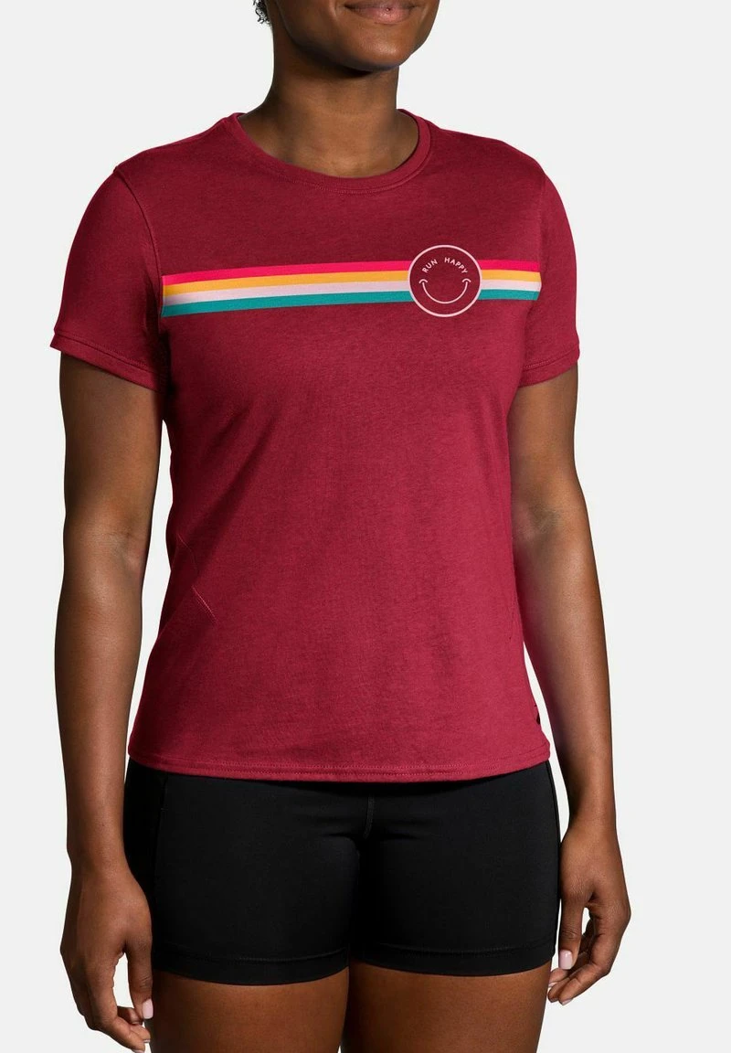 BROOKS DISTANCE SHORT SLEEVE 2.0 - T-Shirt Print - Htr Razzmatazz Rainbow Stripe 3 BROOKS DISTANCE SHORT SLEEVE 2.0 - T-Shirt Print - Htr Razzmatazz Rainbow Stripe