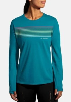 BROOKS DISTANCE LONG SLEEVE 2.0 - Langarmshirt - Htr Lagoon Gradient Stripe -Brooks Verkaufsgeschäft 4db7ffd174b14ae9b0f592a8d27acfe8 1