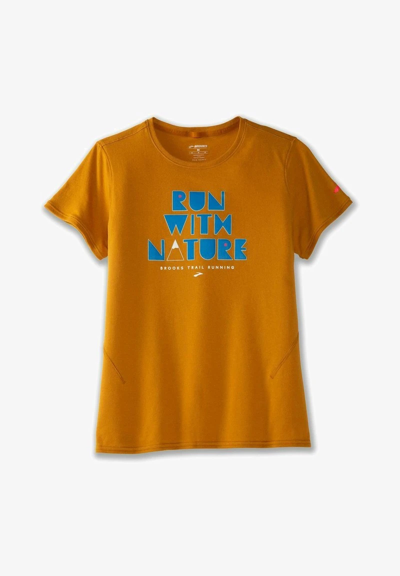 BROOKS DISTANCE SHORT SLEEVE 2.0 - T-Shirt Print - Ochre Run With Nature 4 BROOKS DISTANCE SHORT SLEEVE 2.0 - T-Shirt Print - Ochre Run With Nature – Bild 2