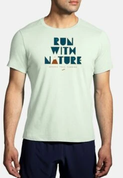 BROOKS DISTANCE SHORT SLEEVE 2.0 - T-Shirt Print - Mist Run With Nature